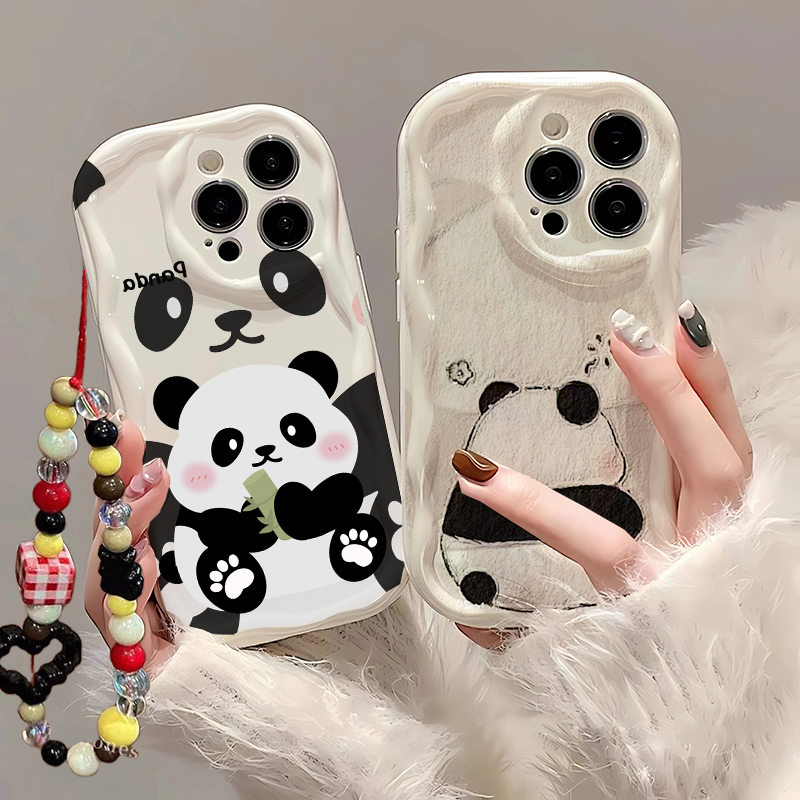 Cute Cartoon Wrist Strap Silicone Case - لطيف الباندا شريط للرسغ الحال بالنسبة