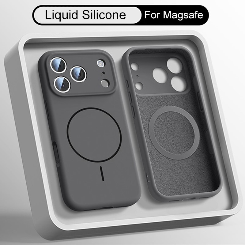 Liquid Silicone Magnetic Phone Case - غطاء سيليكون سائل فاخر لهواتف آيفون