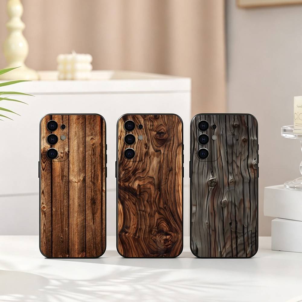 Vintage Floral Pattern Soft Case - غطاء هاتف بنمط خشبي عتيق من