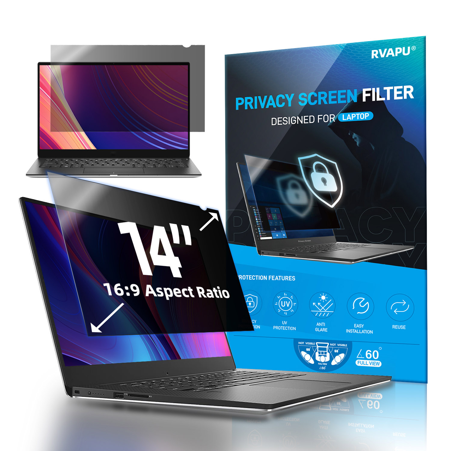 Matte Anti Glare Screen Protector - لأجهزة الكمبيوتر المحمول 14 بوصة الخصوصية
