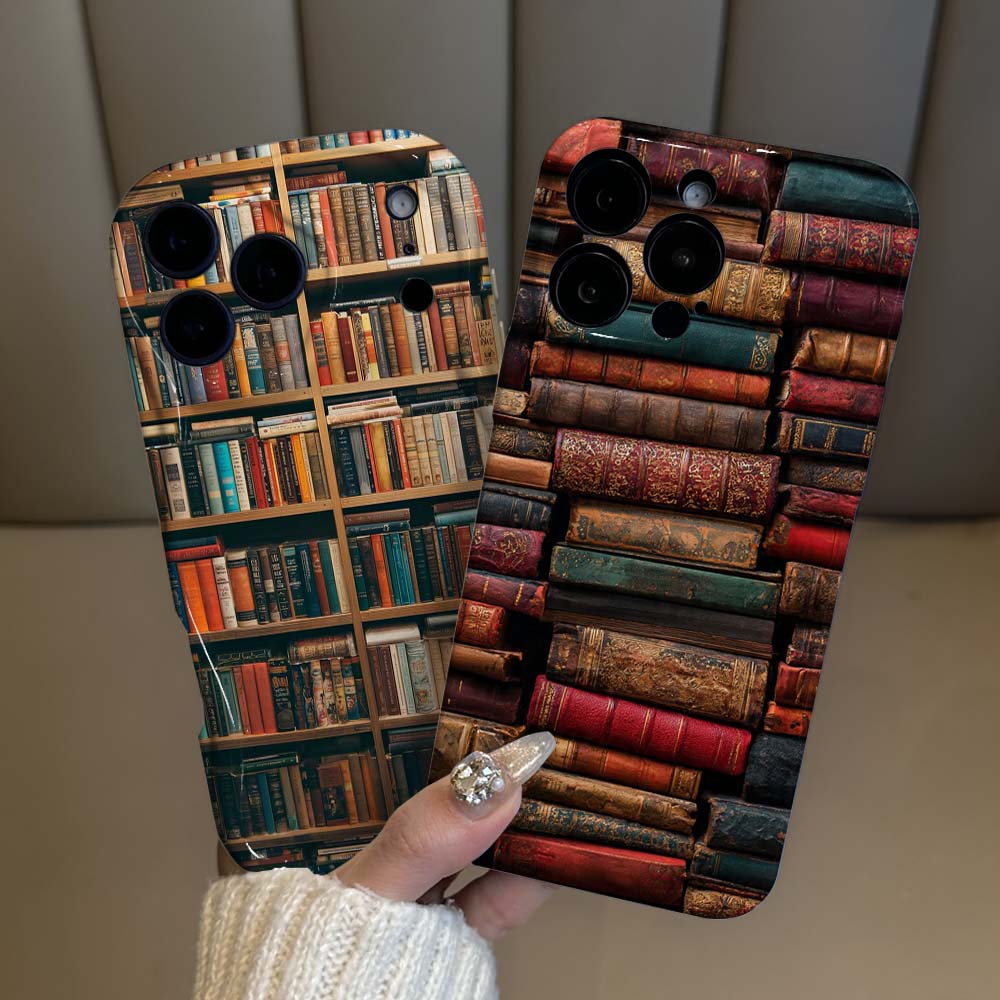Vintage Floral Pattern Soft Case - غطاء هاتف بنمط كومة كتب عتيق