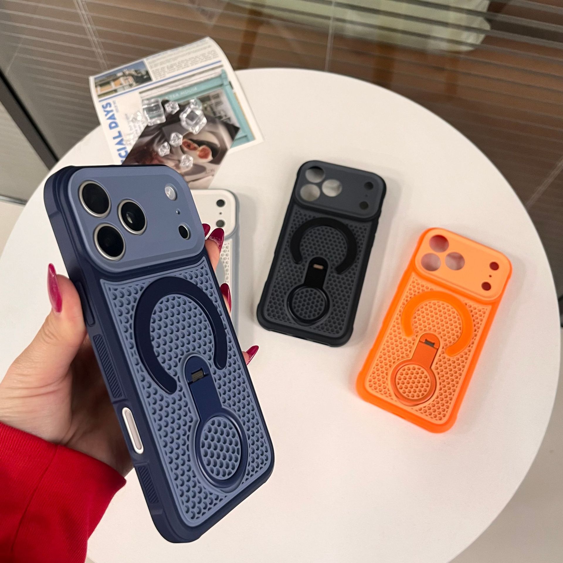 Heat Dissipation Mesh Breathable Case - 360 ° جراب هاتف مغناطيسي بفتحات