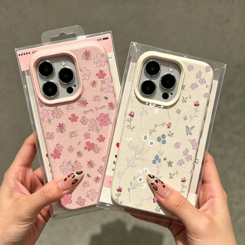 Vintage Floral Pattern Soft Case - غطاء هاتف بنمط زهور عتيق لآيفون