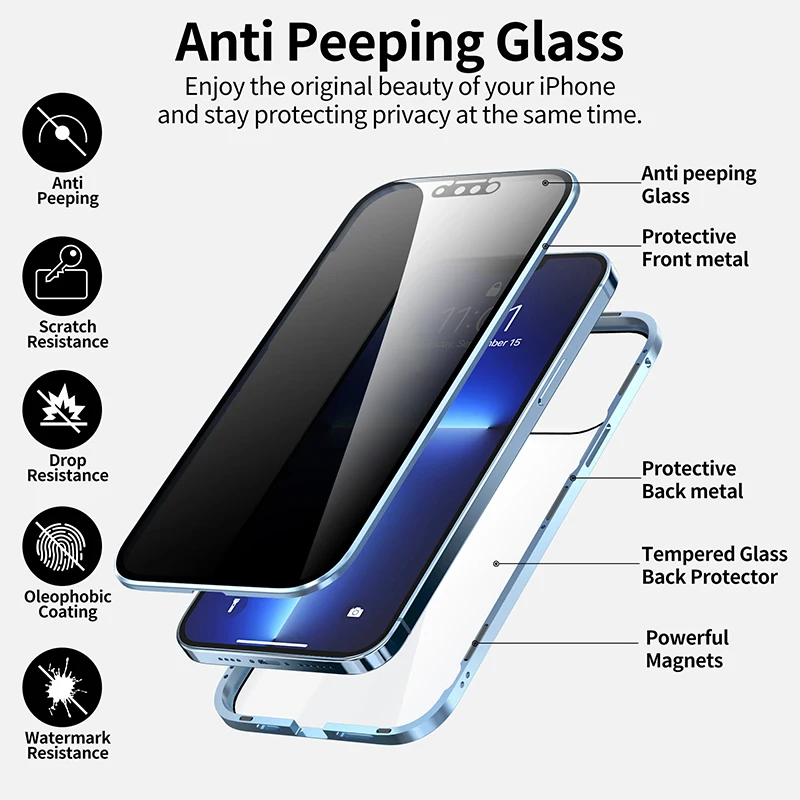 جراب هاتف مغناطيسي معدني جديد  - مراجعة Anti Spy Privacy Glass Case وسعره