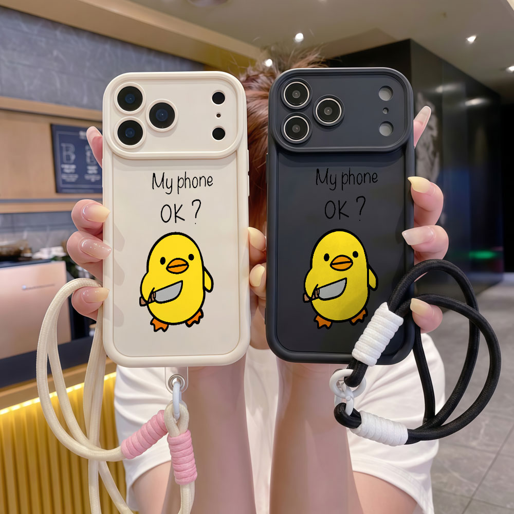 جراب هاتف لطيف بتصميم بطة كرتو - مراجعة Cute Cartoon Wrist Strap Silicone Case وسعره