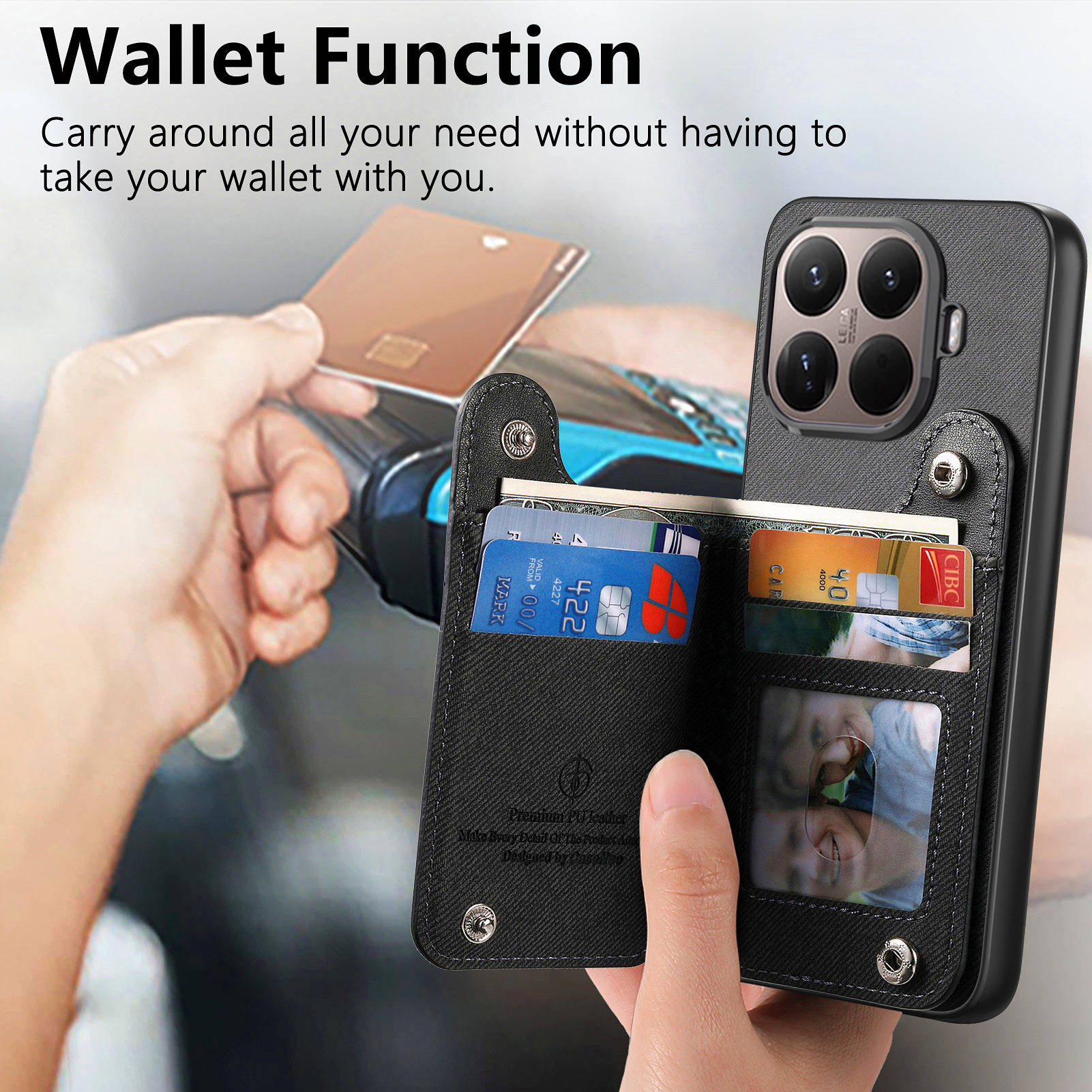 حافظة هاتف جلدية بسحاب مع حزام - مراجعة Leather Wallet Card Holder Phone Cover وسعره