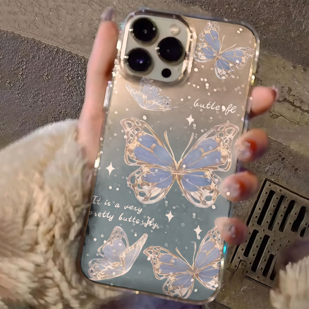 غطاء هاتف فاخر بتصميم فراشة زر - مراجعة Clear Shockproof Bumper Case وسعره