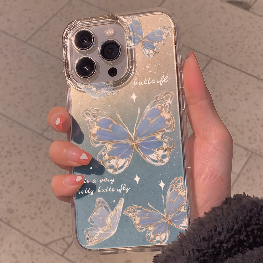 غطاء هاتف فاخر بتصميم فراشة زر - مراجعة Clear Shockproof Bumper Case وسعره